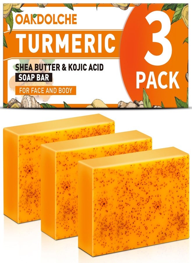 OAKDOLCHE 3 Pack Turmeric Kojic Acid Soap Bars - Infused with Retinol, Hydrolyzed Collagen, Vitamin E & Shea Butter, Gentle Care for Face, Body & Underarms, SLS Free, Suitable for Oily & Dry Skin,60g - Image 1